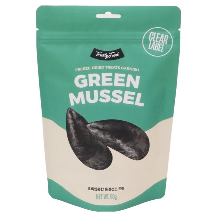 트러스티푸드 강아지 동결건조 해산물 간식, 초록입홍합, 50g, 1개