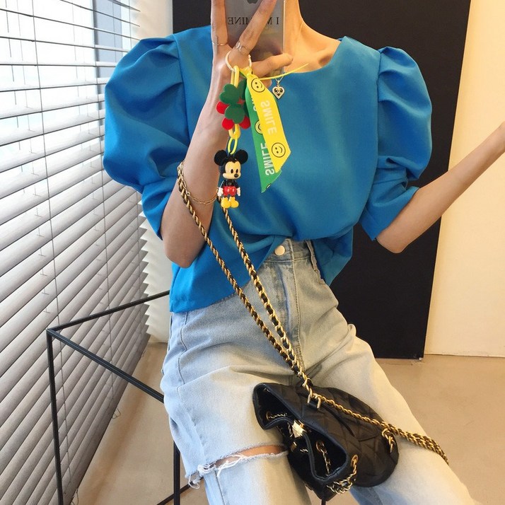 온리유 셔링 벌룬 퍼프 세미크롭 반팔블라우스 5color 온리유 셔링 벌룬 퍼프 세미크롭 반팔블라우스 5color