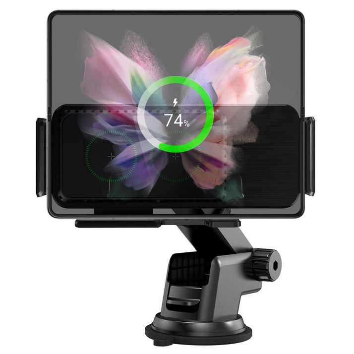 UM2 갤럭시 폴드3거치대 Z플립3 아이폰 맥세이프 듀얼코일 와이드 15W 차량용 고속 무선충전기 UMWH-CAR2Coil, 단일상품