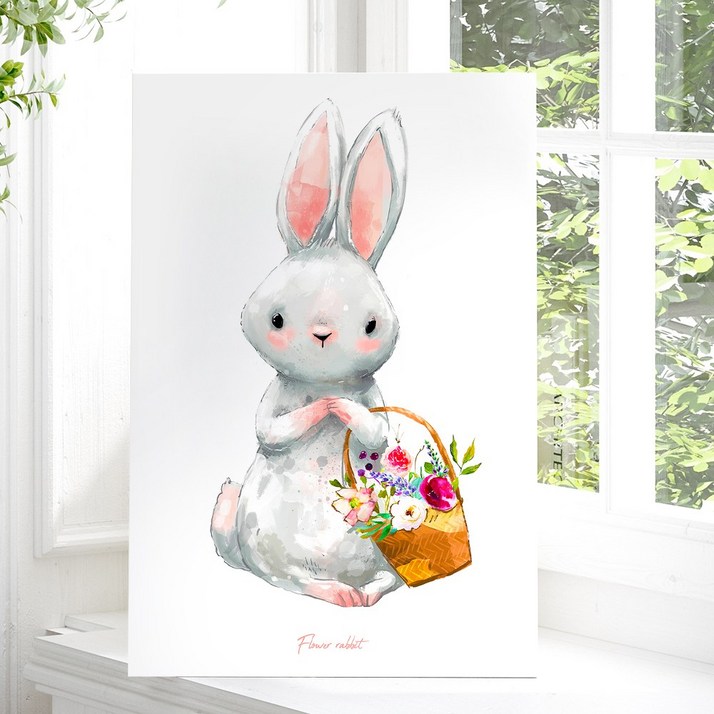 [2023년 계묘년 새해 액자]아기방 아이방 토끼 그림 액자 캔버스 인테리어, 38꽃배달토끼