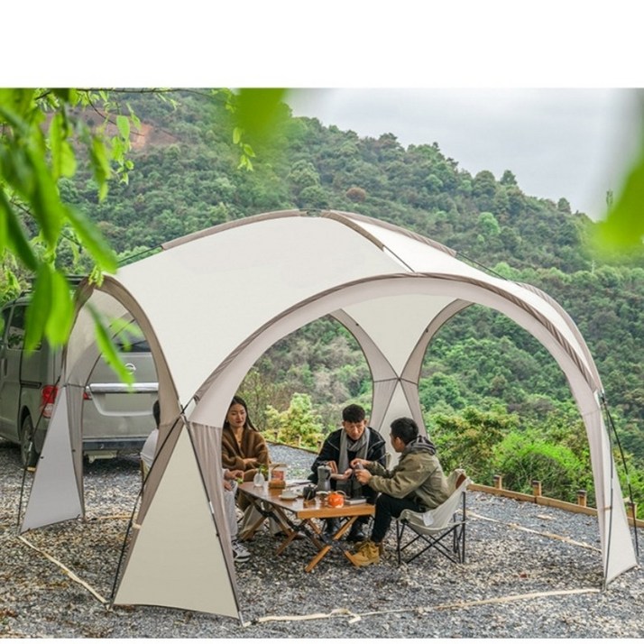 사계절 방수 캠핑 그늘 캠프 타프 돔형 텐트 야외 캠핑 돔형 돔 쉘터 스카이 텐트, 베이지
