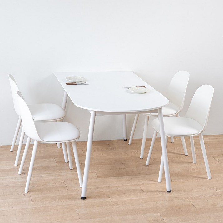 플랫 화이트 반원 카페 테이블 다이닝 원룸 반타원형 식탁, 2인용, 화이트반타원
