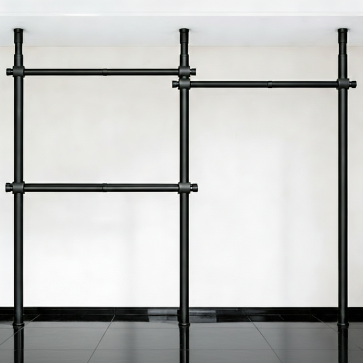 32파이 와이드 3단 행거 고강도 스틸 파이프 설치형 튼튼한 시스템 행거