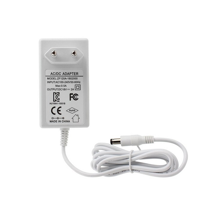 DC어댑터 직류전원장치 5.5mm 모니터 CCTV 아답터, 1개, 18V 2A일체형 화이트