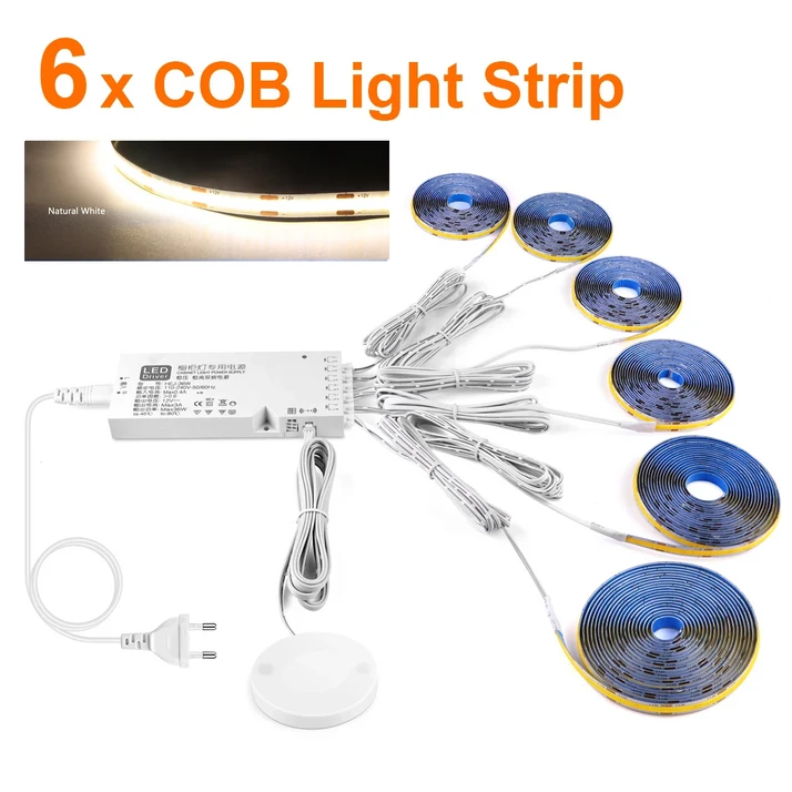 스마트 디 밍이 가능한 COB LED 스트립 터치 센서 조명 부엌 룸 캐비닛 벽 천장 백라이트 크리스마스 장식