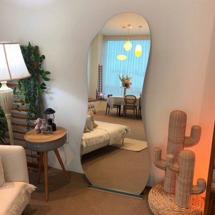 BTYPE 전신거울 비정형 물결 인테리어 노프레임 웨이브미러 현관거울