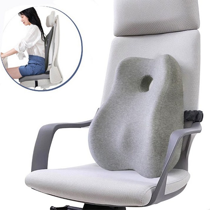 레이원 바른자세 의자 등받이 쿠션 자등받이 허리쿠션, 연한 그레이