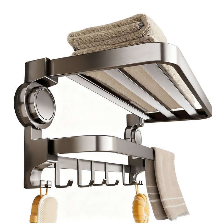 Fachixy 진공 흡착 무타공 접이식 욕실 선반 화장실선반