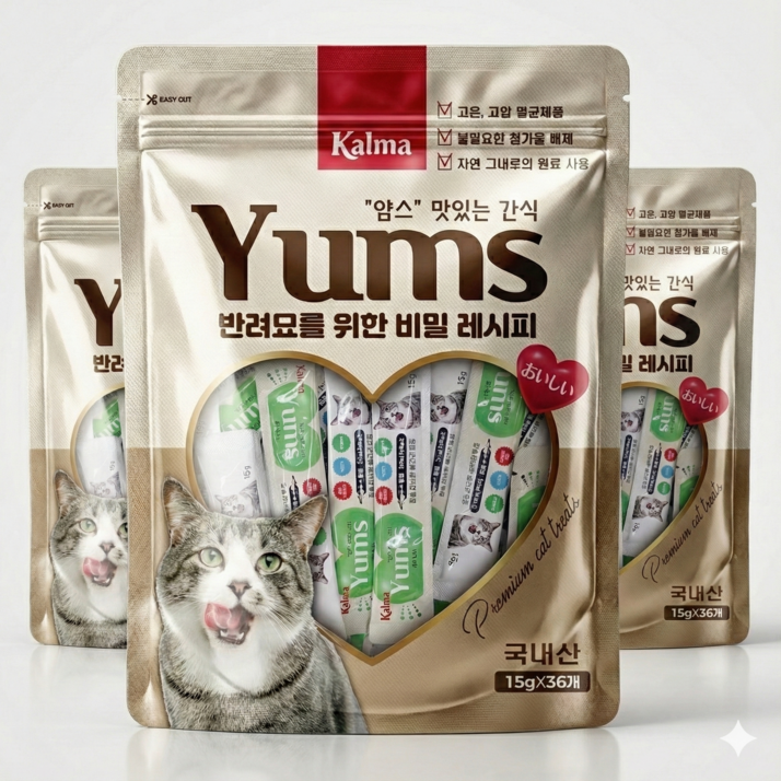 칼마 국내산 고양이 대용량 가성비 짜먹는 간식 얌스 황태 15g x 36개 / 108개, 15g, 108개, 황태