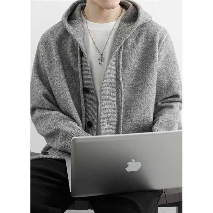 쉬즈본 비러후드가디건간절기 남성용 데일리 니트 후드 가디건 아우터