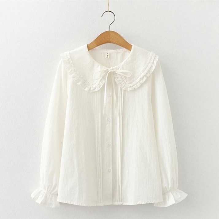 아이엠몽 여성 프릴 카라 리본 블라우스