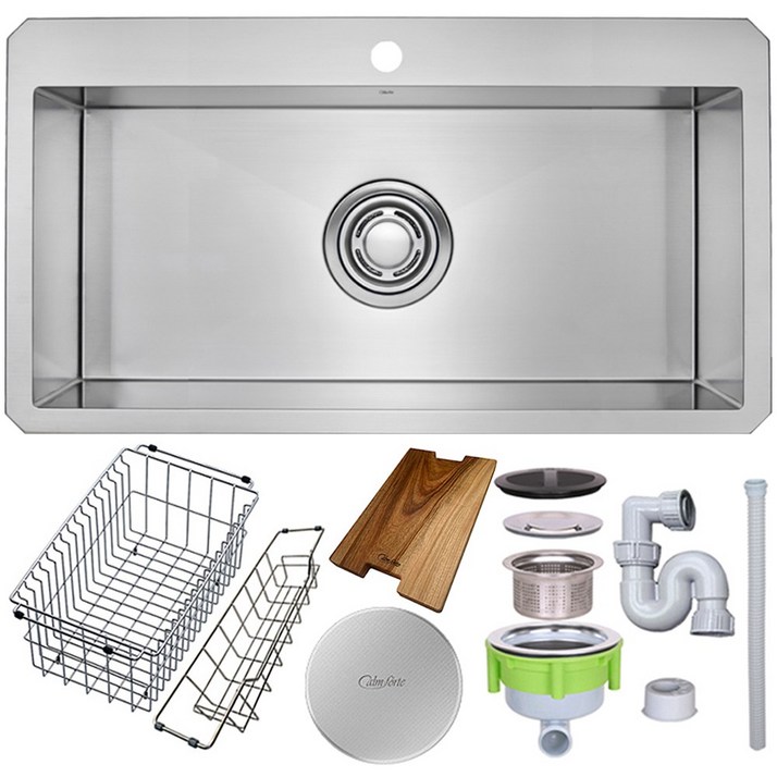 백조씽크 깜뽀르테 9835 3.5T세트 엠보코팅 리폼 사각싱크볼 씽크볼 주방싱크볼 교체, 1개