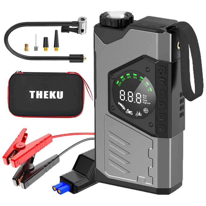 BOACE 보조배터리 긴급시동 점프스타터+타이어 공기압 주입기+스마트 점프 케이블+대용량 배터리 일체형, 14800mAh, 1개