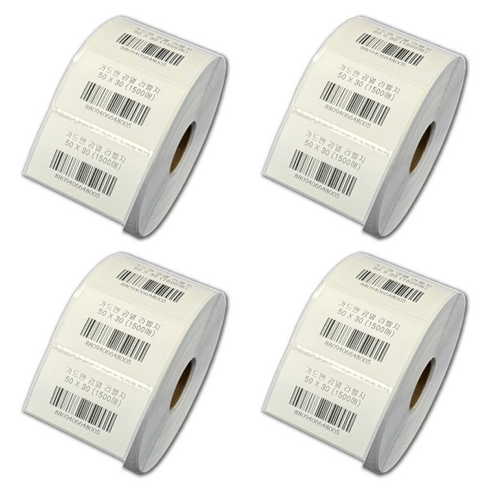 가드맨 감열라벨지 50mm X 30mm 1500매, 4롤 가드맨 감열라벨지 50mm X 30mm 1500매, 4롤
