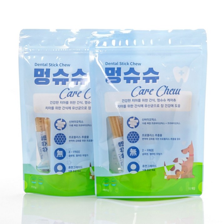 멍슈슈 케어츄 강아지 덴탈껌 155g, 2개