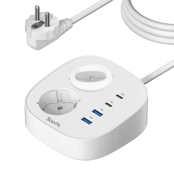 Soopii GaN 65W 초고속충전 2구 콘센트 4000W 책상 USB 멀티탭 GC10 Soopii GaN 65W 초고속충전 2구 콘센트 4000W 책상 USB 멀티탭 GC10