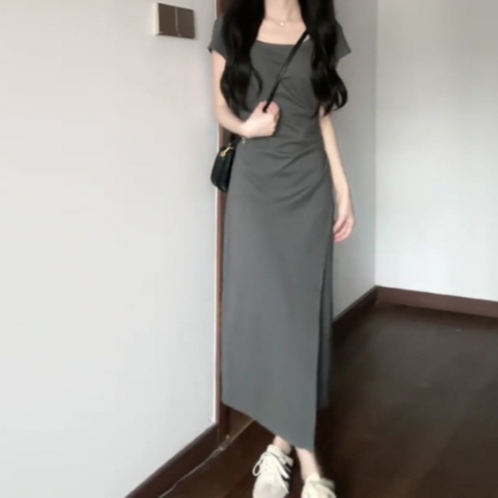 레송 슬림 셔링 여성원피스