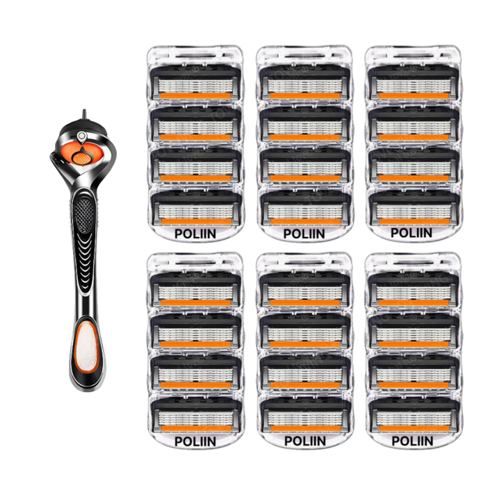 POLIIN 질레트 호환용 스윙 면도기  신형 프로글라이드 면도날 블랙주황