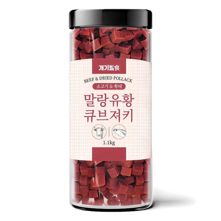 개기월식 말랑 유황 큐브 져키 강아지간식, 1.1kg, 1개, 소고기황태 개기월식 말랑 유황 큐브 져키 강아지간식, 1.1kg, 1개, 소고기황태