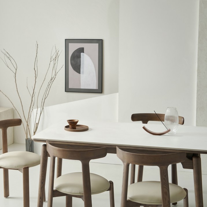 프리아 포세린 세라믹 식탁 1400 + 의자4p 세트 4인용 방문설치