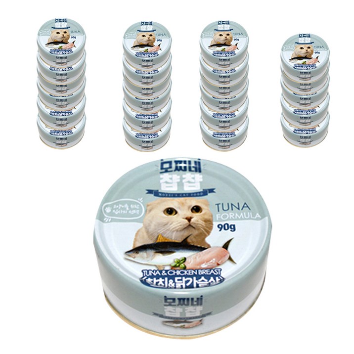 모찌네 챱챱 고양이캔 참치 90g, 참치  닭가슴살 혼합맛, 24개