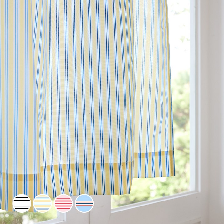 더자리 미드센츄리 모던스트라이프 가리개 커튼