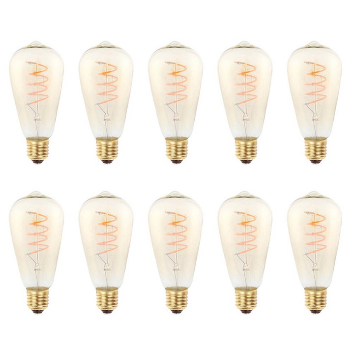 포커스 LED COB 디자인 램프 롱 COB ST64 에디슨 led 모양 전구 인테리어 소형 캠핑 무드, 전구색, 10개