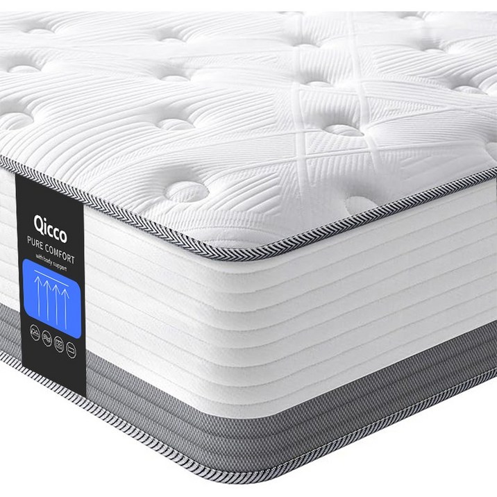 Qicco 침대 매트리스 무음 포켓스프링 바닥 매트리스, 20cm, 중간