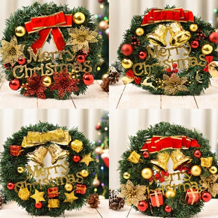 크리스마스 현관 장식 리스 벽 창문 홈테리어 솔방울 리본 트리 오브제 모빌 소품샵 카페