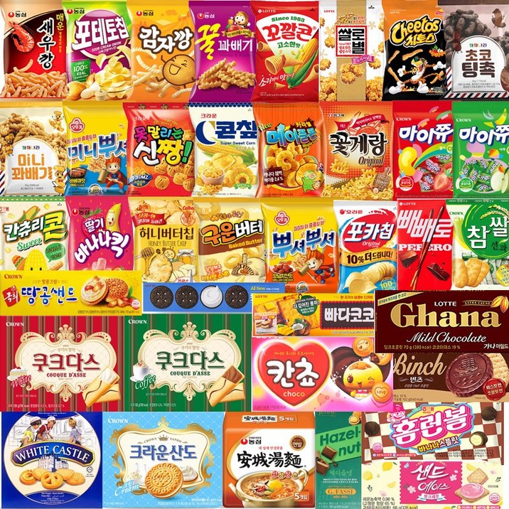 까까나라 인기과자 200종 과자 스낵 골라담기  새우깡 꼬북칩 포카칩 몽쉘 치토스  무료배송