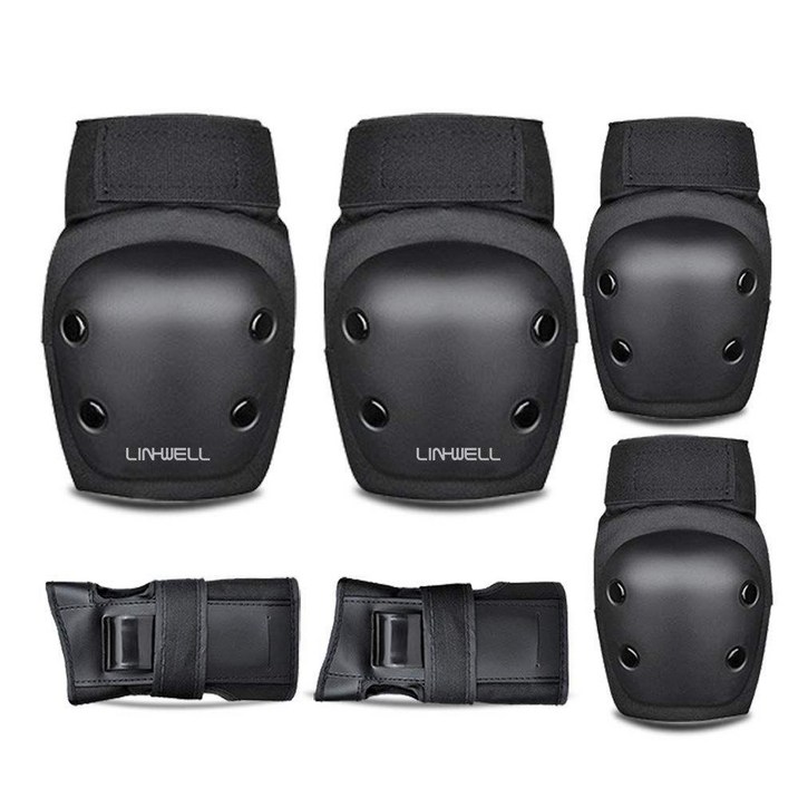 LIN-WELL 스케이트 보드 보호대 손목 팔꿈치 무릎 성인 어린이 모두 보호패드, 1개