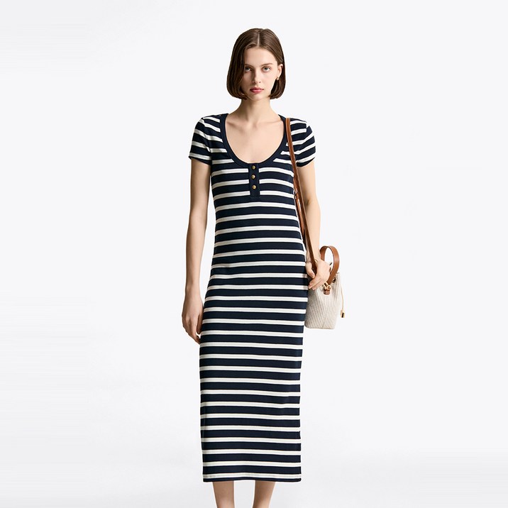 타미힐피거 골드 버튼 헨리넥 드레스 (T22F1TDR053WT10A4)