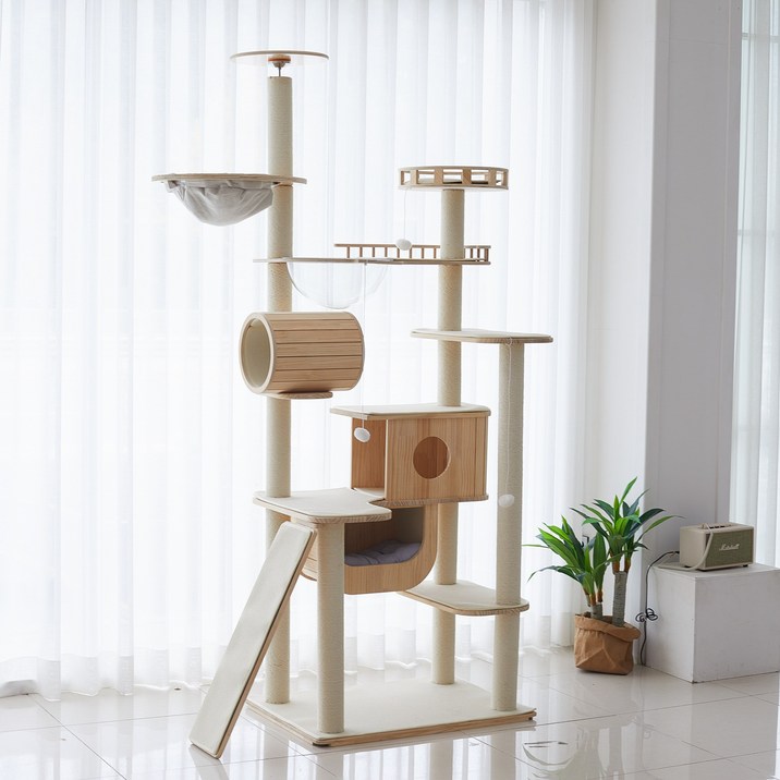 가르르 원목 고양이 캣타워 캣폴 갤럭시 캣타워, 1개, 브라운