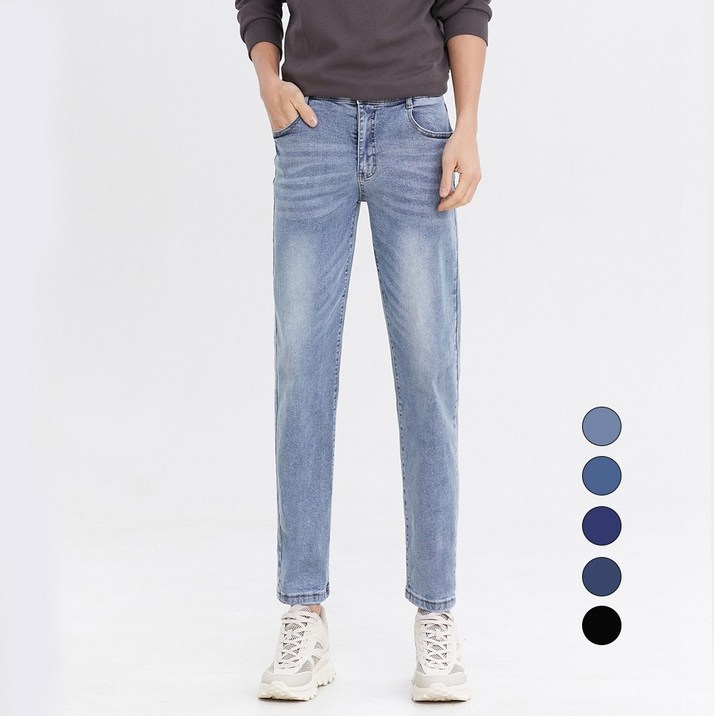 엘블로썸 남자 쫀쫀스판 히든밴드 크롭9부 세미배기 청바지 YKK 지퍼사용