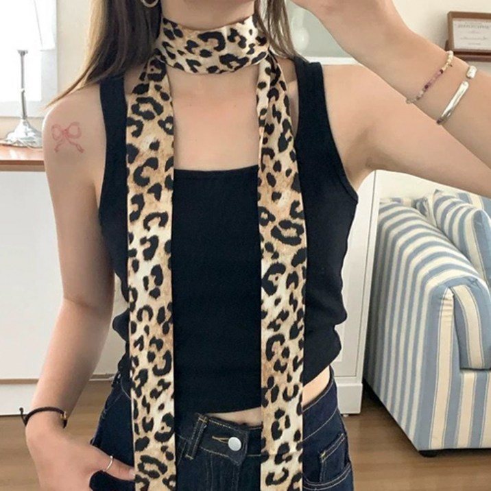 유니크 레오파드 패턴 스트릿 여성 패션 스카프