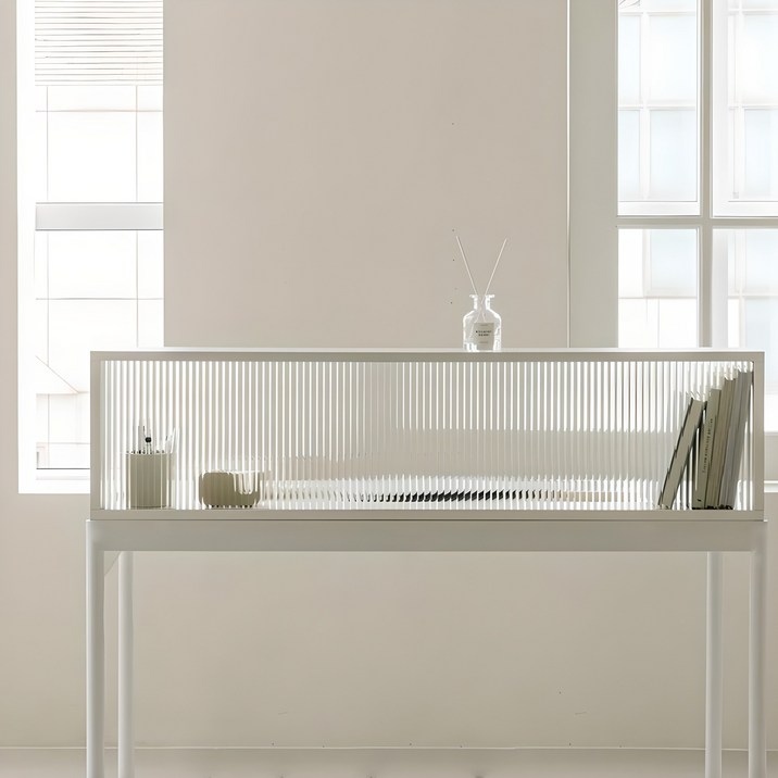 우드레이 밀키 주방 아일랜드 유리 파티션 1200, 화이트