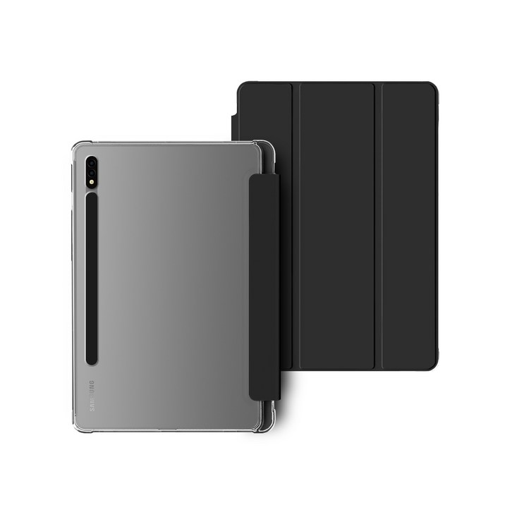 소소한 갤럭시탭 S펜 수납 투명범퍼 케이스, 블랙