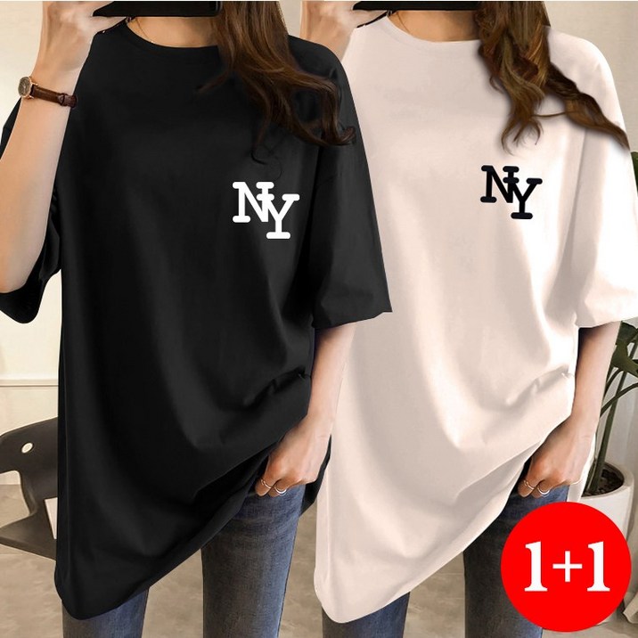 11 스타일아유 여성 여름 오버핏 반팔 티셔츠 빅사이즈 NY 여자 루즈핏 롱박스티셔츠 11 스타일아유 여성 여름 오버핏 반팔 티셔츠 빅사이즈 NY 여자 루즈핏 롱박스티셔츠