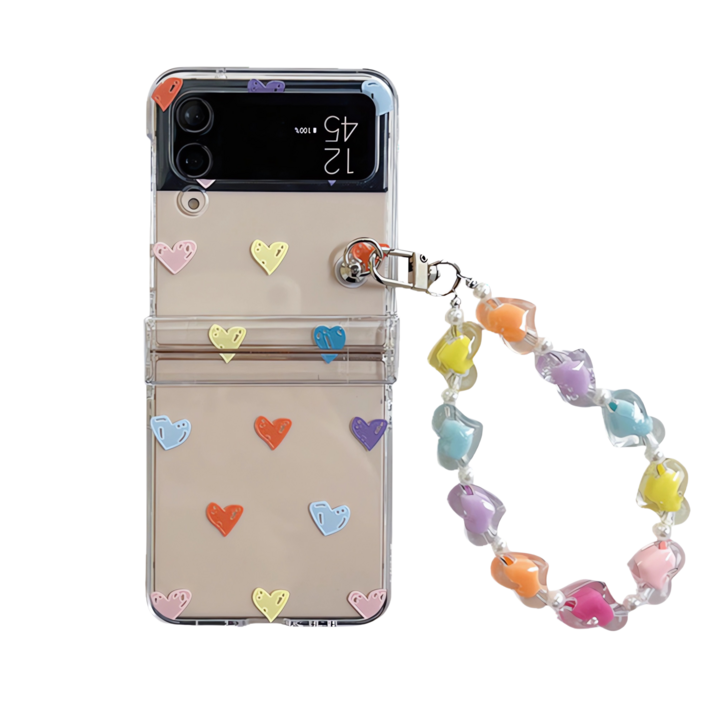 얌코 핸드폰 케이스 갤럭시 z플립3 z플립4 z플립5 z플립6 z플립7 힌지보호 휴대폰 케이스 실리콘 투명 하트 플라워