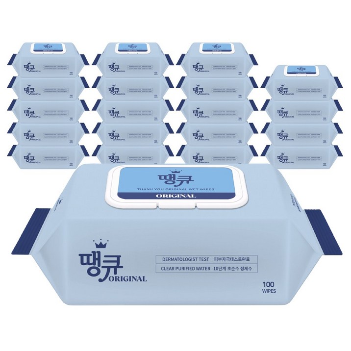 땡큐 오리지널 물티슈 캡형, 20개, 100매