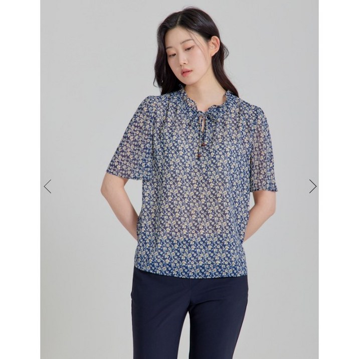 [지센창원]여성 플로럴 셔링넥 블라우스 2색 LFWSP409