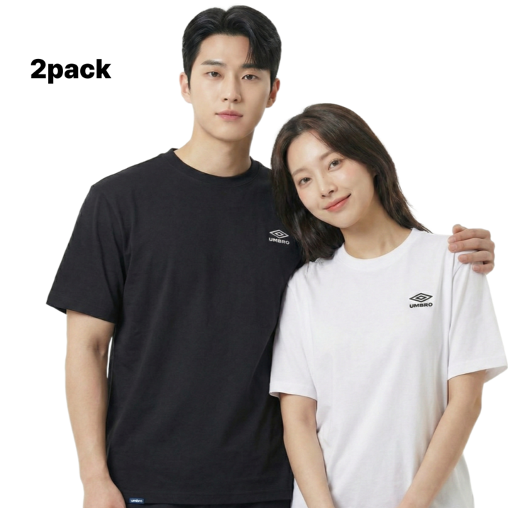 엄브로 2PACK 남여 공용 반팔 캐주얼 티셔츠