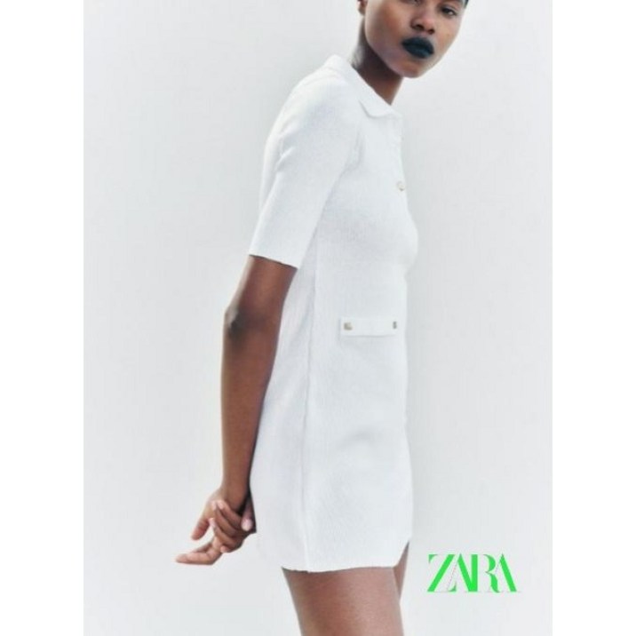 (국내배송)자라& ZARA  리브드 미니 원피스 스크래치 화이트 | 5644/454/251