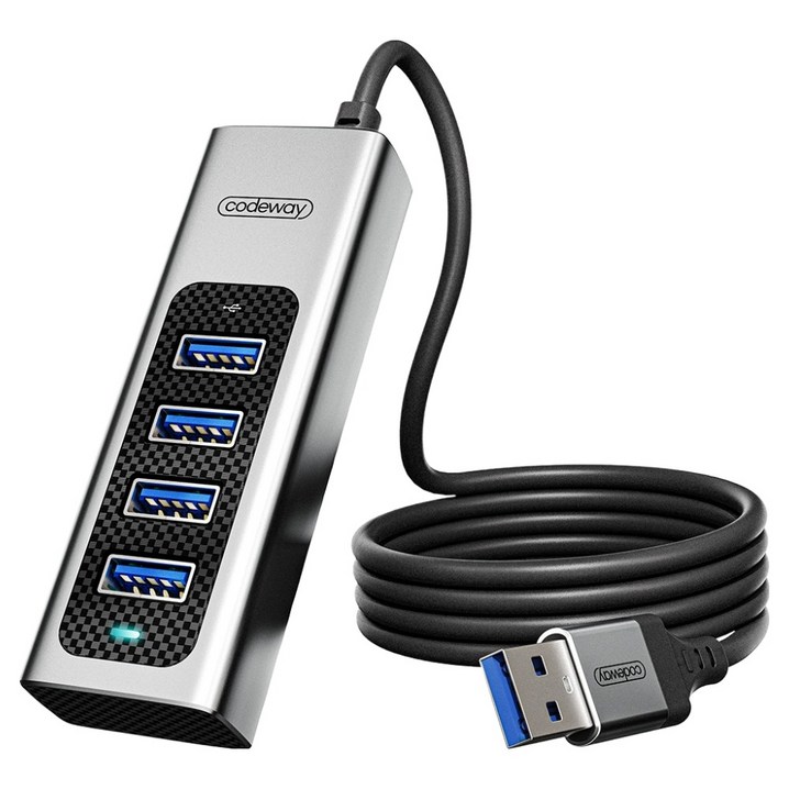 코드웨이 USB 3.0 타입 노트북 멀티허브 4포트 1.4m, 그레이, 1개