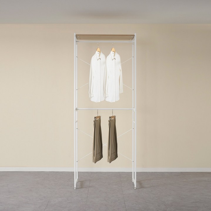 국민형 드레스룸 라삐소 옷장 2단 철제 행거, 단일 색상
