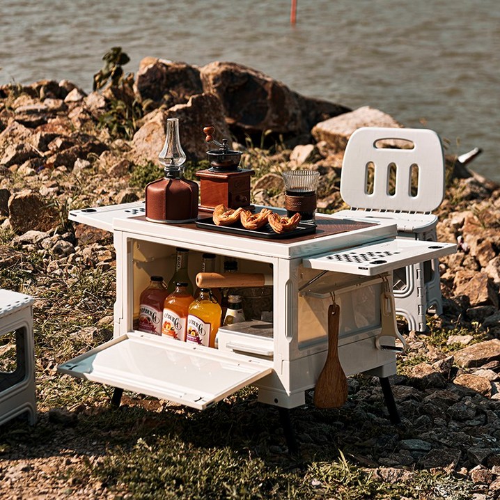 파페피 접이식 캠핑 정리함 다기능 대용량 수납박스, 1개, 1단, 화이트