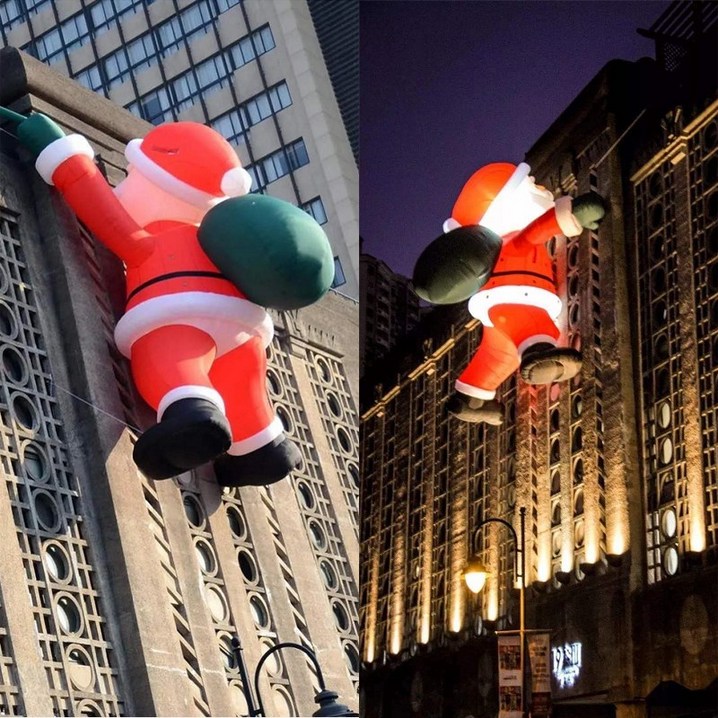 크리스마스 벽 등반하는 노인 2M 산타 에어풍선 LED조명 대형인형 - 쇼핑뉴스