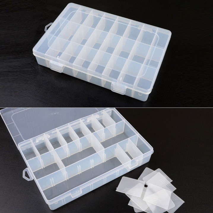 다이소 24 칸 칸막이 조절 플라스틱 뚜껑 투명 소품 통 수납함 수납 정리함 케이스 함 케이스 박스 - 쇼핑앤샵