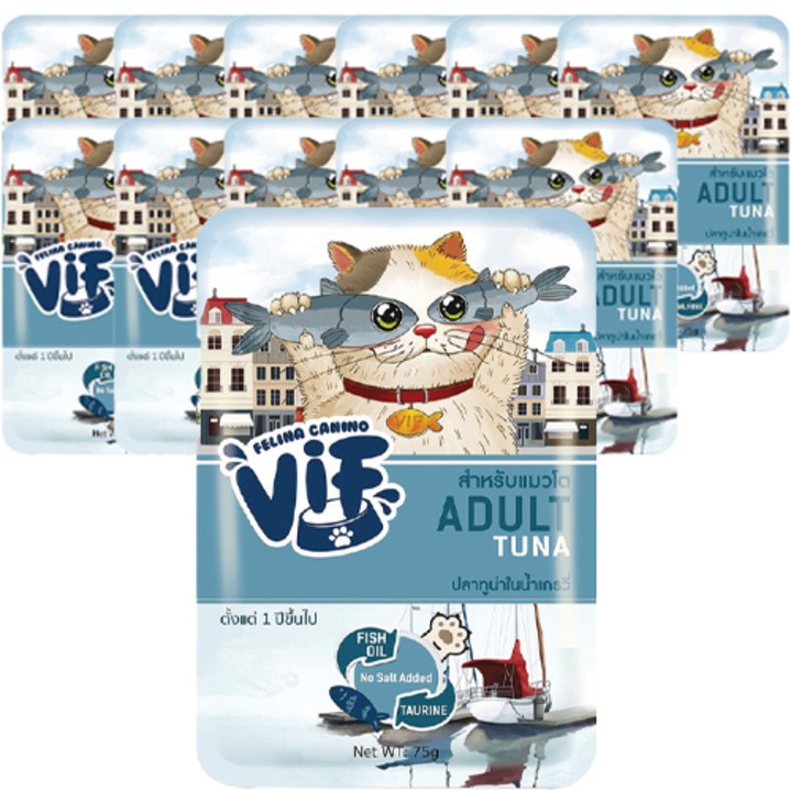 VIF 고양이 어덜트 파우치 간식, 혼합맛참치그레이비, 75g, 12개
