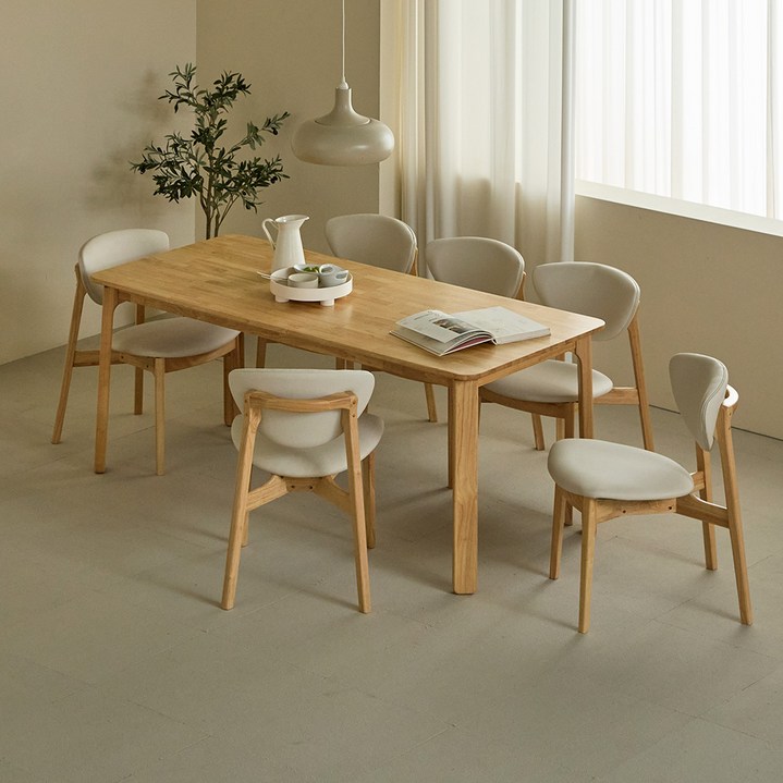 파로마 모라 원목식탁 1800 + B의자6p 세트 방문설치, 월넛, 일반의자 6